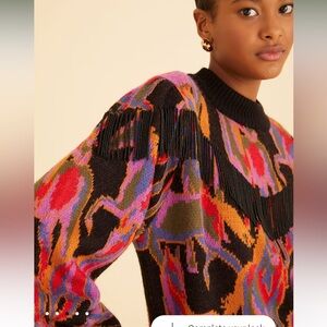 Black Wild Horses Fringe Sweater - XS NWT Farm Rio